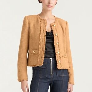 Cinq à Sept Tan Fringed Blazer